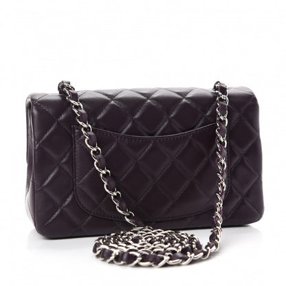 Chanel Lambskin Quilted Mini Rectangular Flap Dark Purple 3 of 11