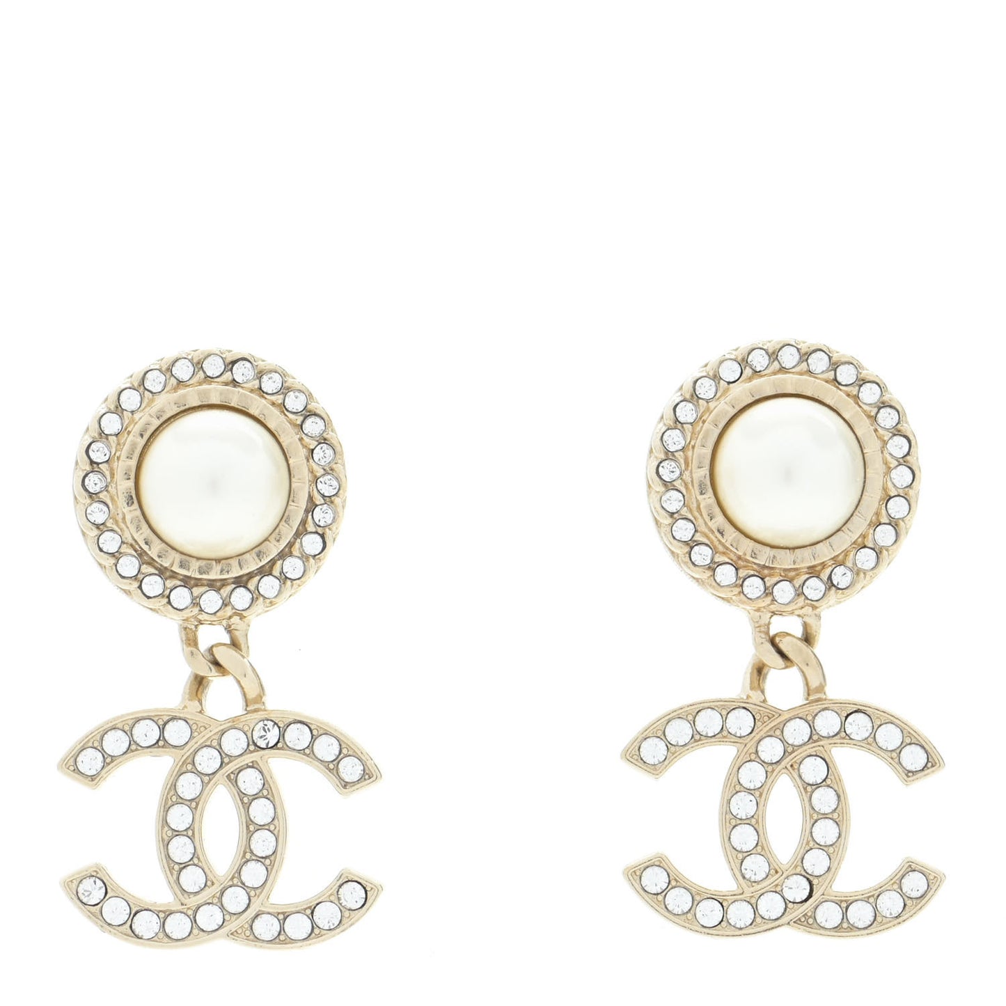 Crystal Pearl Bow-tiful CC Drop Earrings Gold