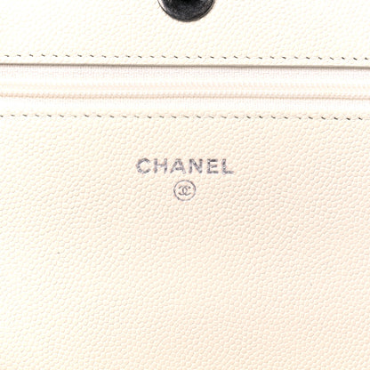 Chanel Caviar Quilted Boy Wallet On Chain WOC White 6 of 14