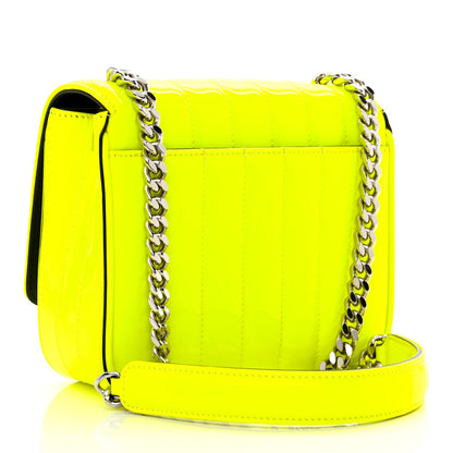 Saint Laurent Patent Matelasse Monogram Small Vicky Chain Bag Neon Yellow 3 of 10