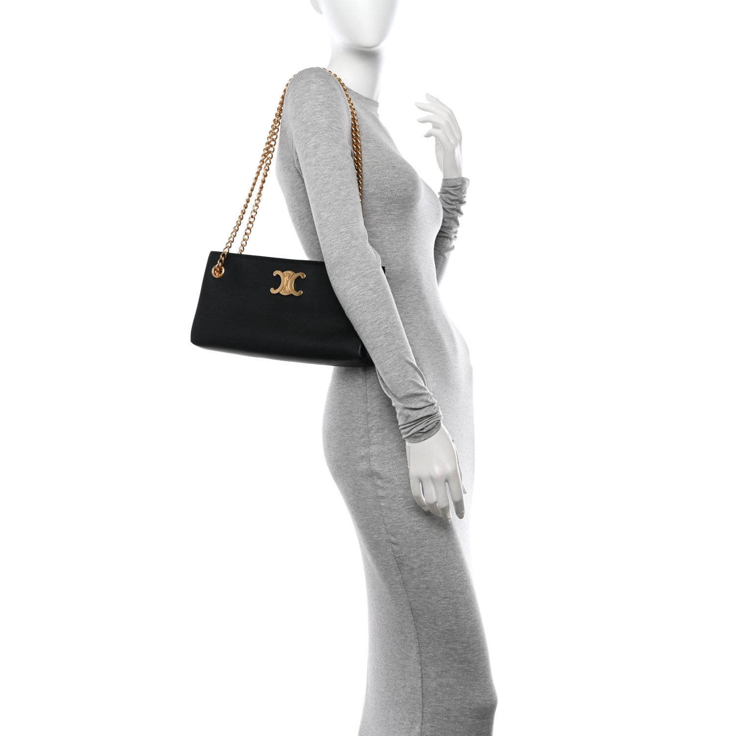 Celine Supple Grained Calfskin Medium Newspaper Bag Black 2 of 9