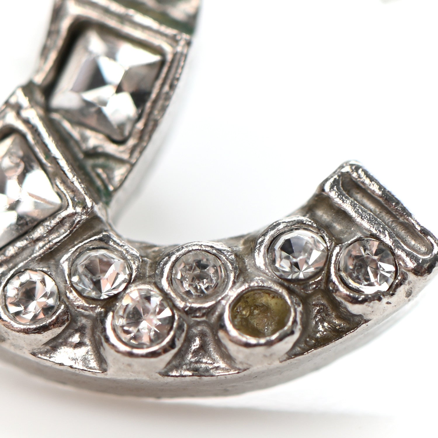 Chanel Baguette Crystal CC Earrings Silver 8 of 8