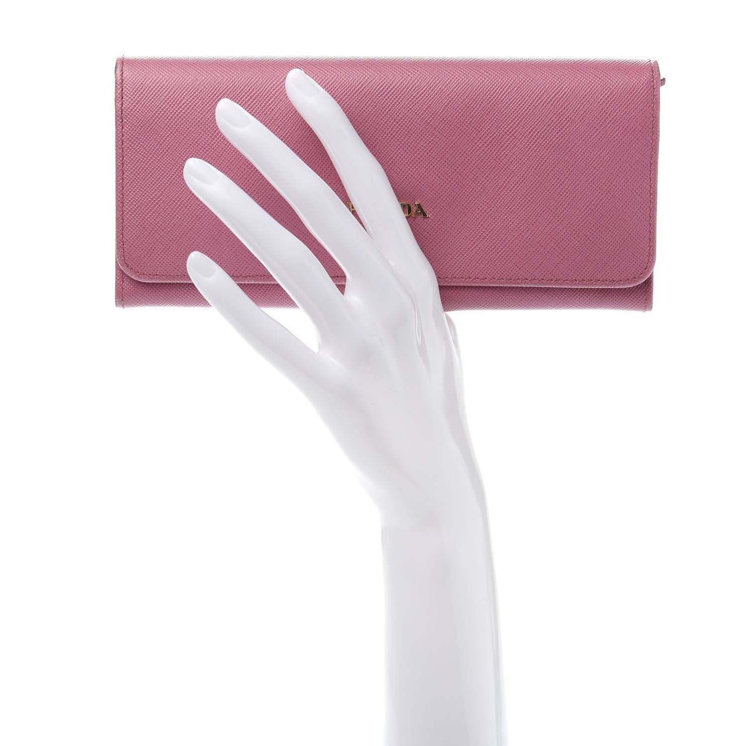 Prada Saffiano Metal Continental Flap Wallet Begonia 2 of 12