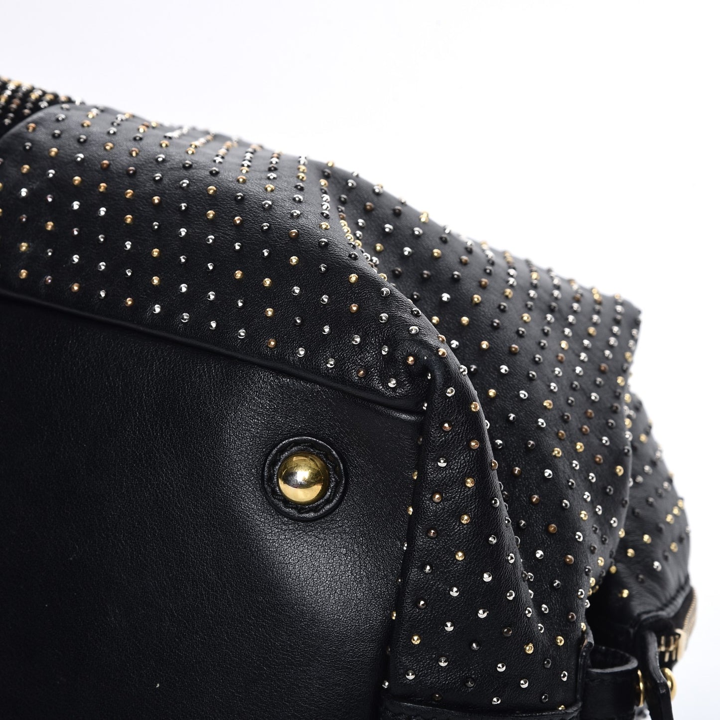 Calfskin Rock Studded Easy Sac Black