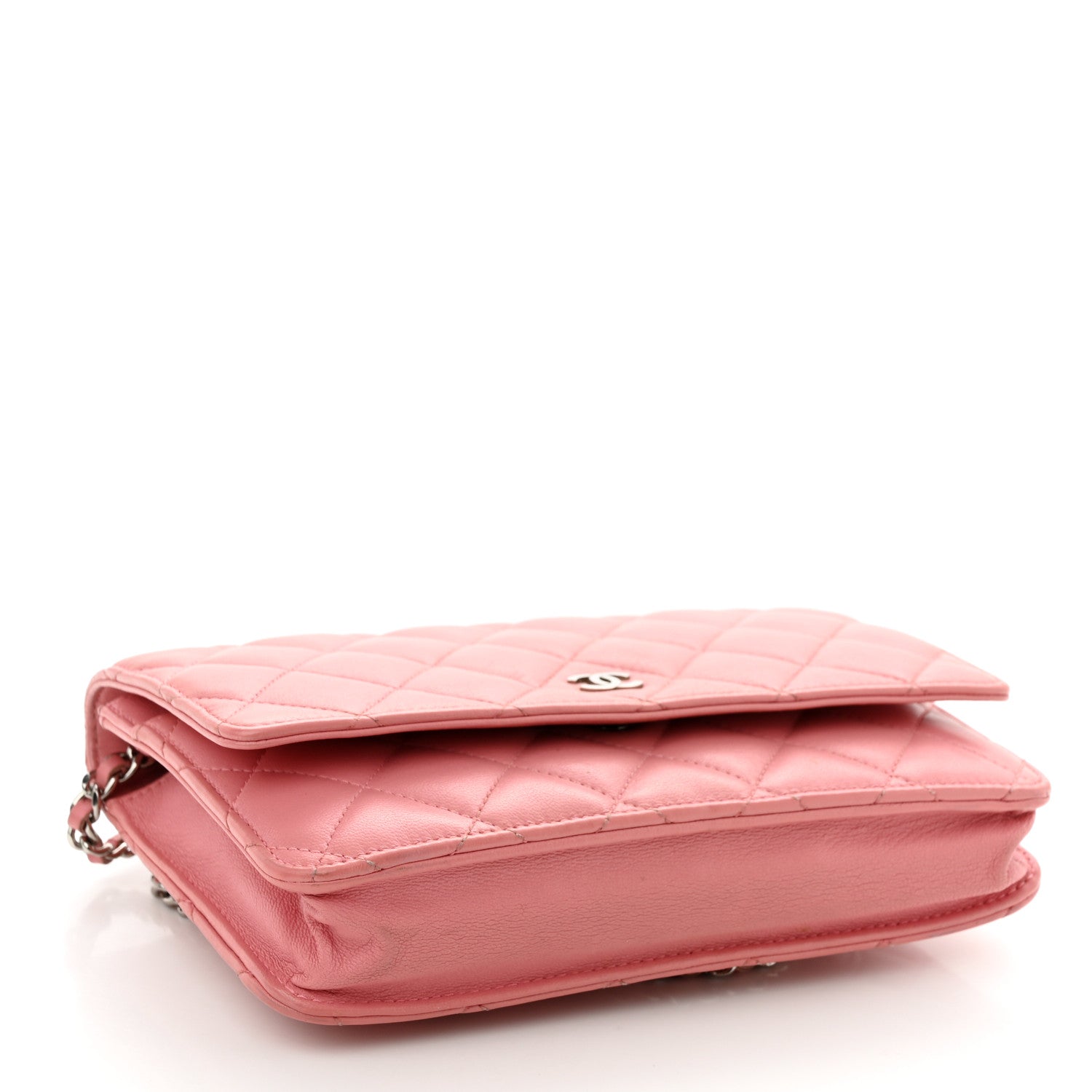 Chanel Lambskin Quilted Wallet On Chain WOC Pink 4 of 11