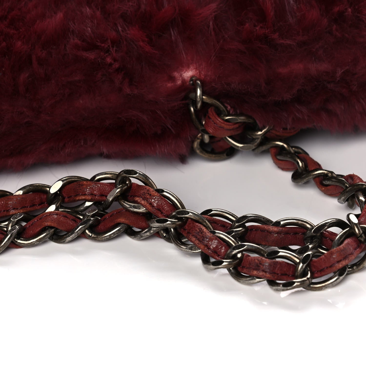 Chanel Rabbit Fur Shoulder Bag Burgundy 15 of 15