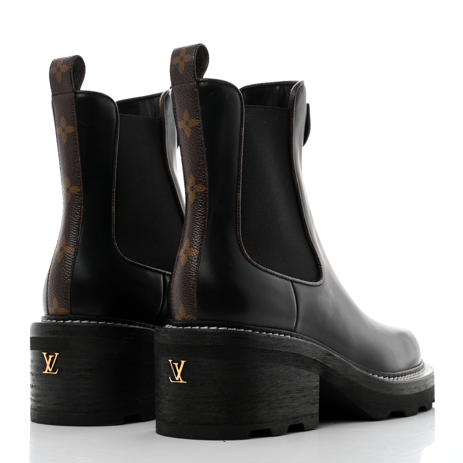 Louis Vuitton Calfskin Monogram Beaubourg Ankle Boots 41 Black 4 of 8
