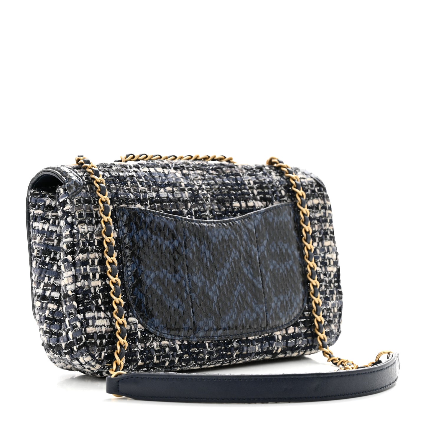 Tweed Snakeskin Quilted Small CC Filigree Flap Multicolor