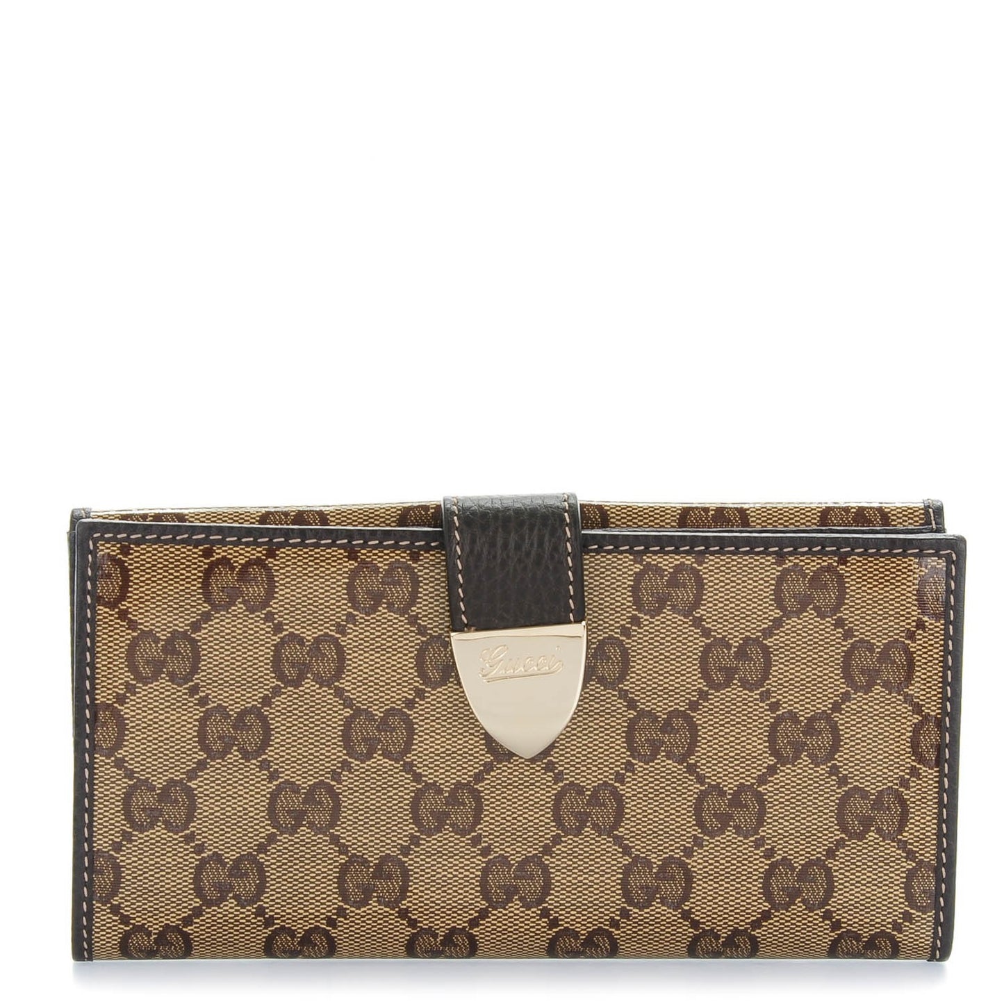 Crystal Monogram Dollar Calfskin Continental Wallet Beige Ebony Testa di Moro
