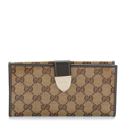 Gucci Crystal Monogram Dollar Calfskin Continental Wallet Beige Ebony Testa di Moro 1 of 8