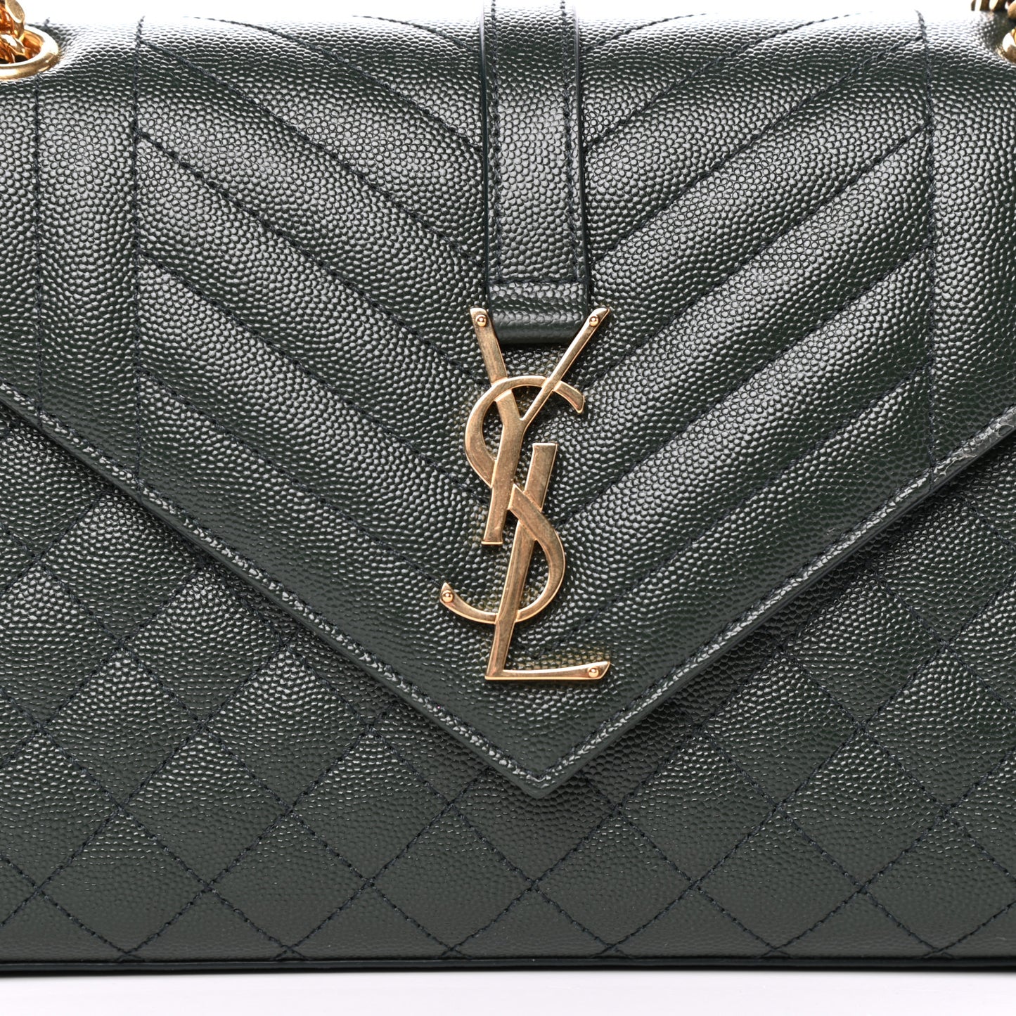 Grain De Poudre Textured Mixed Matelasse Medium Triquilt Monogram Satchel Vert Fonce