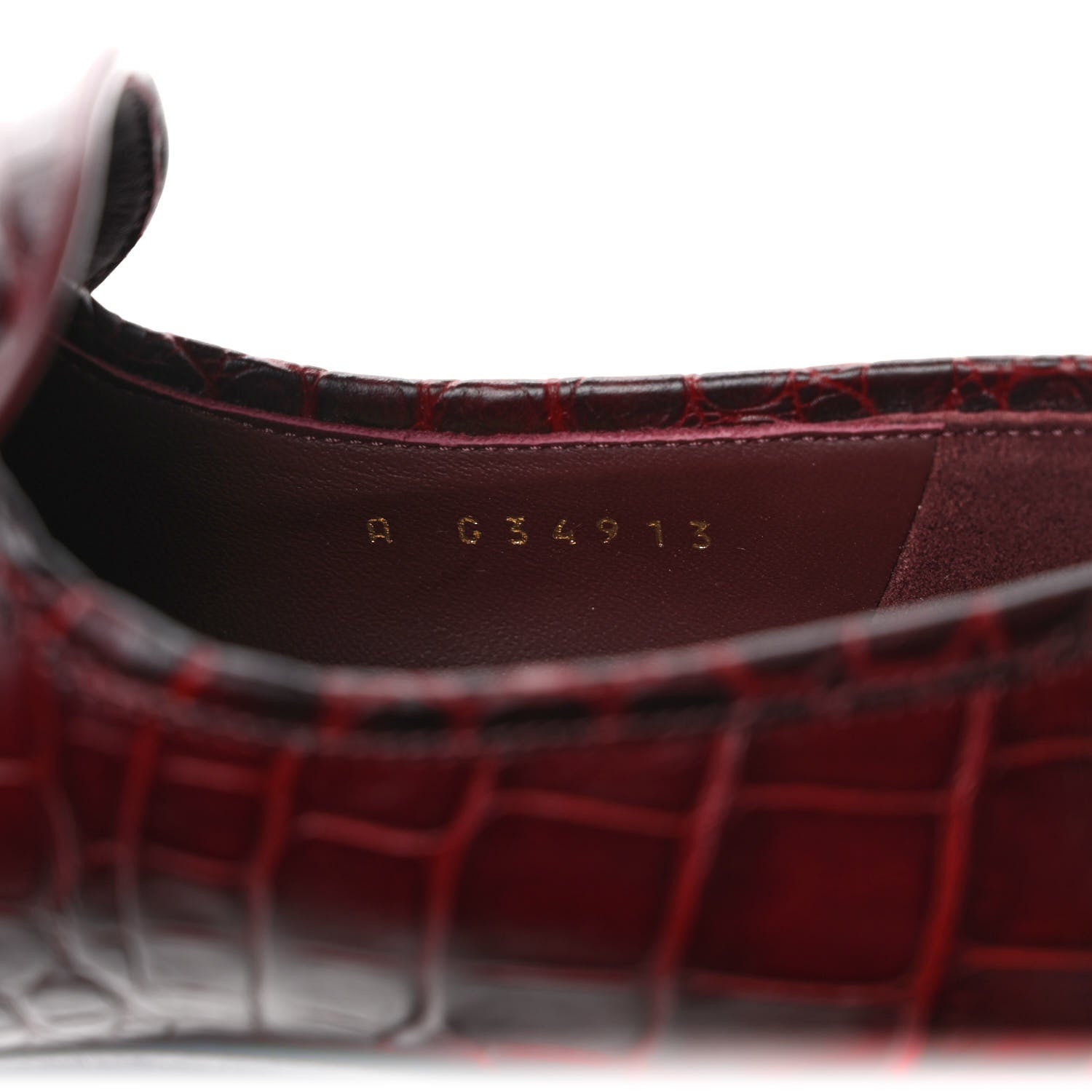 Chanel Crocodile Embossed Calfskin CC Chain Mocassin Loafers 38 Burgundy Black 8 of 9