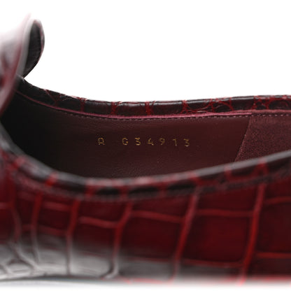 Chanel Crocodile Embossed Calfskin CC Chain Mocassin Loafers 38 Burgundy Black 8 of 9