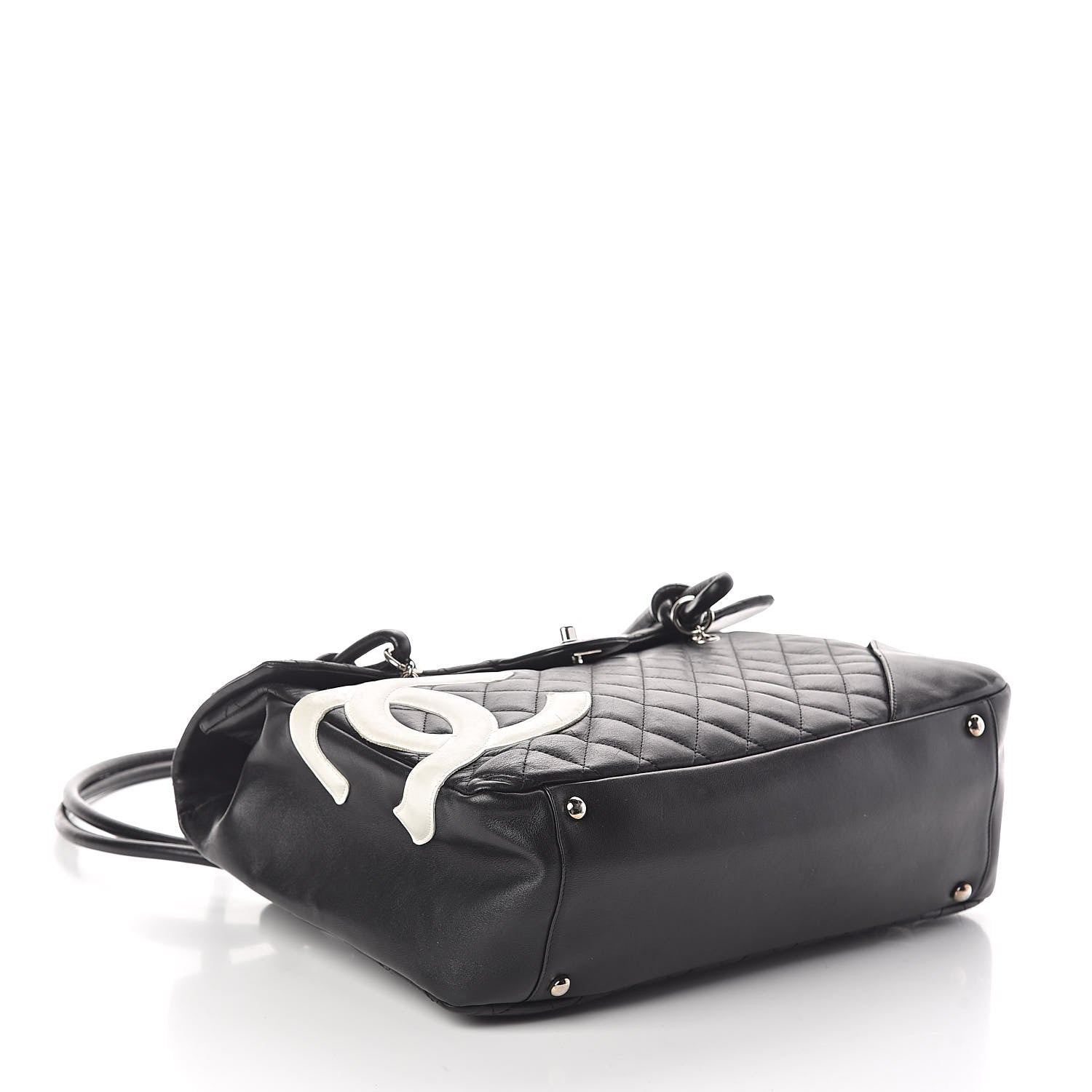 Chanel Calfskin Quilted Large Cambon Flap Black White 4 of 11