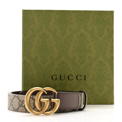 Gucci GG Supreme Monogram Matte Plutone Calfskin Double G 30mm Belt 95 38 Beige Ebony New Acero 6 of 6