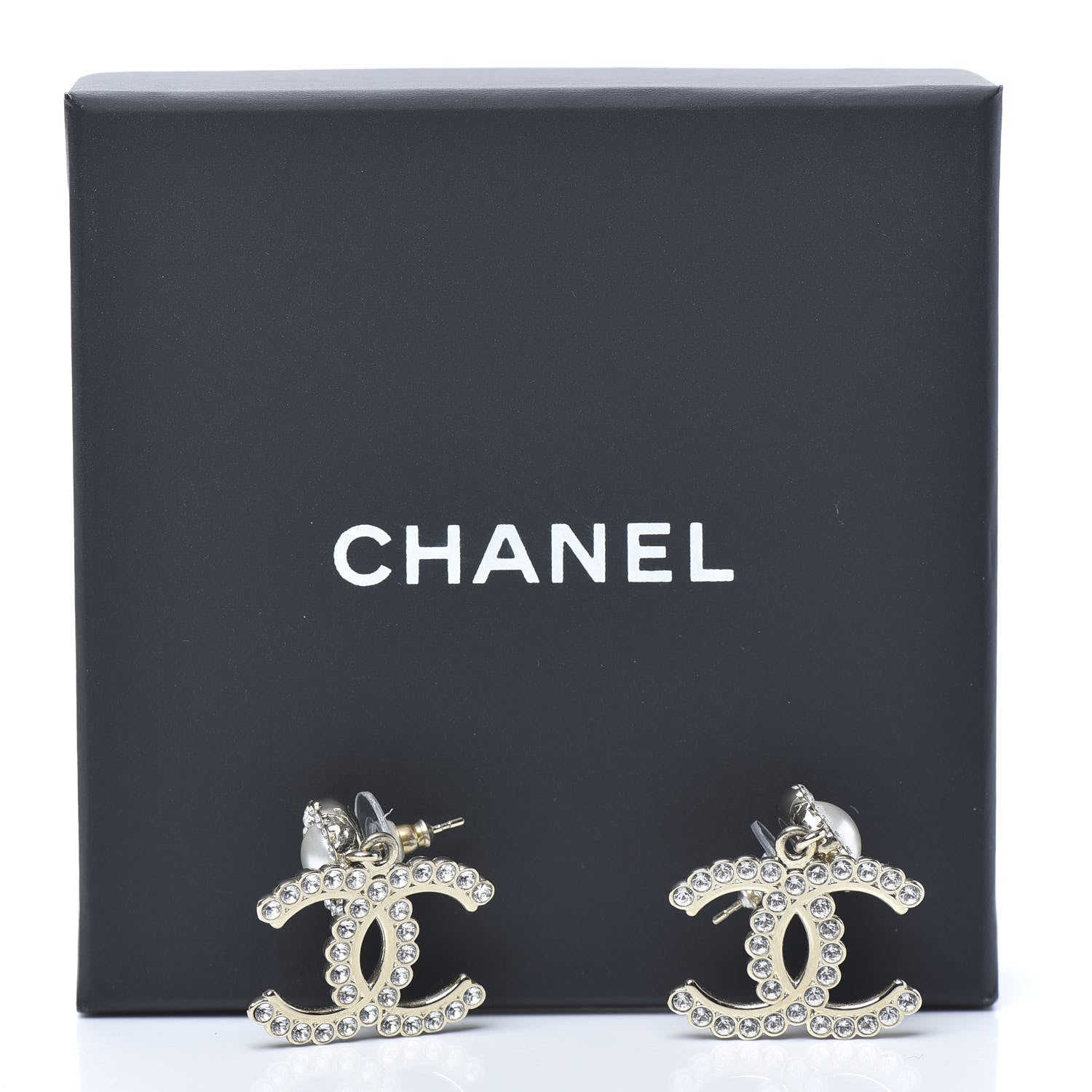 Chanel Crystal Pearl Bow-tiful CC Drop Earrings Gold 5 of 5