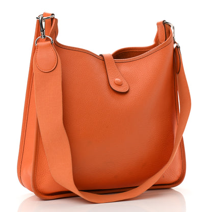 Hermes Taurillon Clemence Evelyne GM Orange 2 of 11