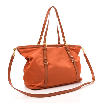 Prada Tessuto Nylon Saffiano Tote Papaya 3 of 10