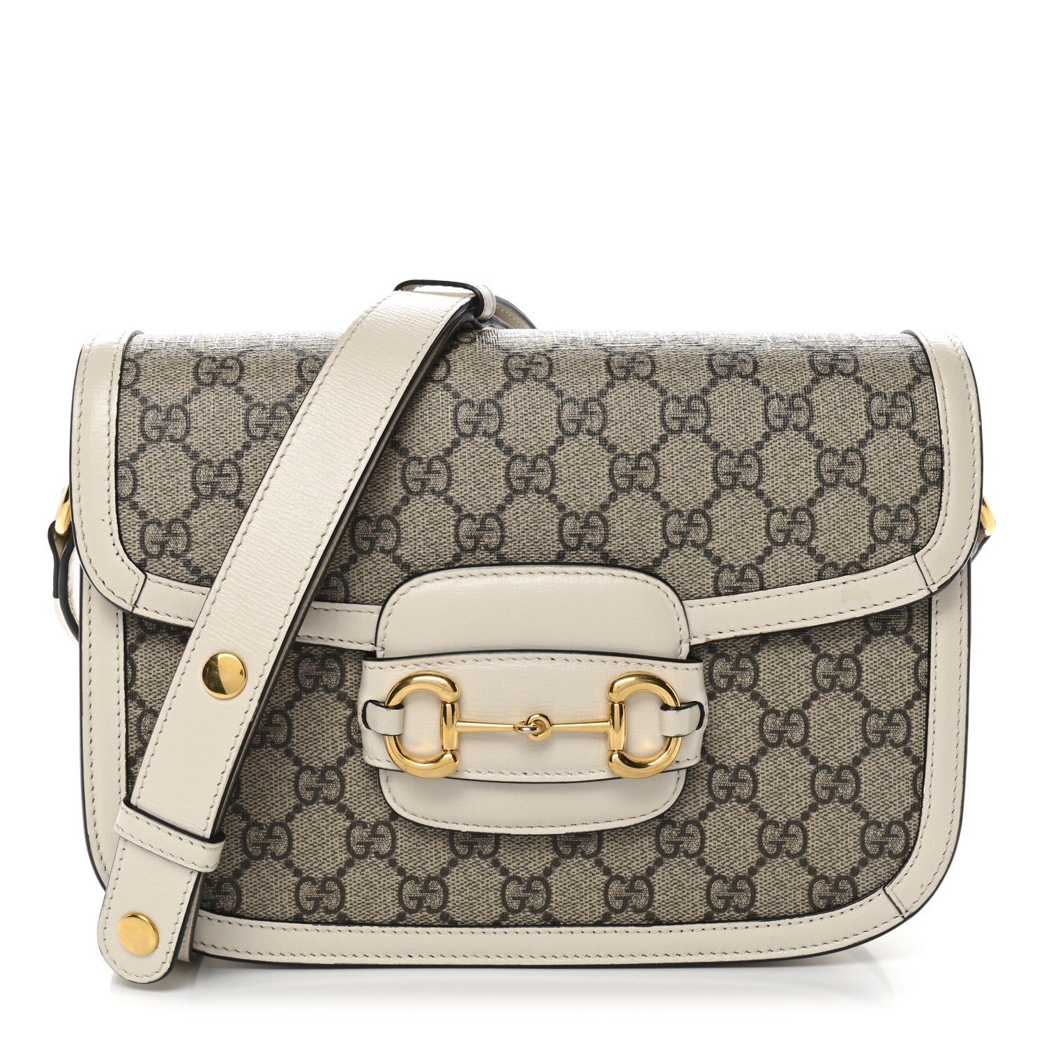 Gucci GG Supreme Monogram Horsebit 1955 Shoulder Bag Beige Mystic White 1 of 10