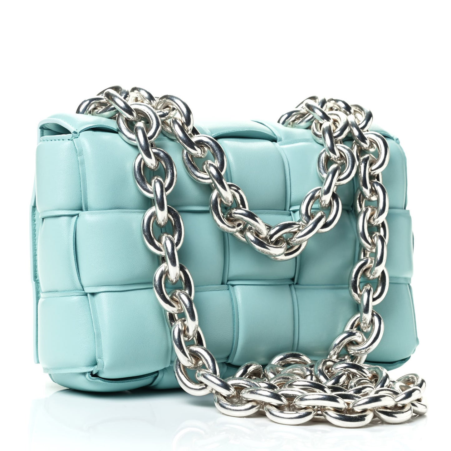 Lambskin Maxi Intreccio Padded Chain Cassette Crossbody Bag Spearmint