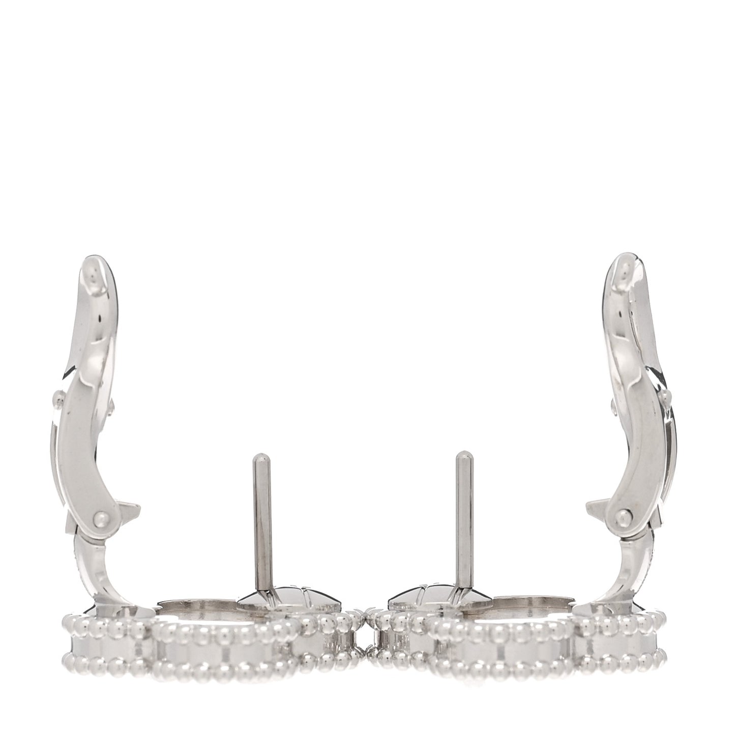 18K White Gold Mother of Pearl Vintage Alhambra Earrings