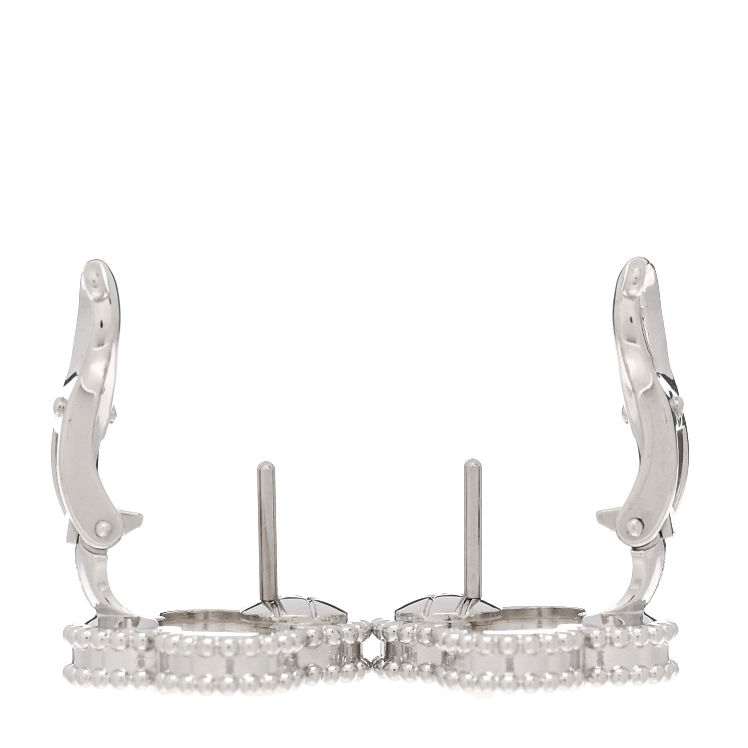 Van Cleef & Arpels 18K White Gold Mother of Pearl Vintage Alhambra Earrings 3 of 5