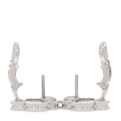 Van Cleef & Arpels 18K White Gold Mother of Pearl Vintage Alhambra Earrings 3 of 5