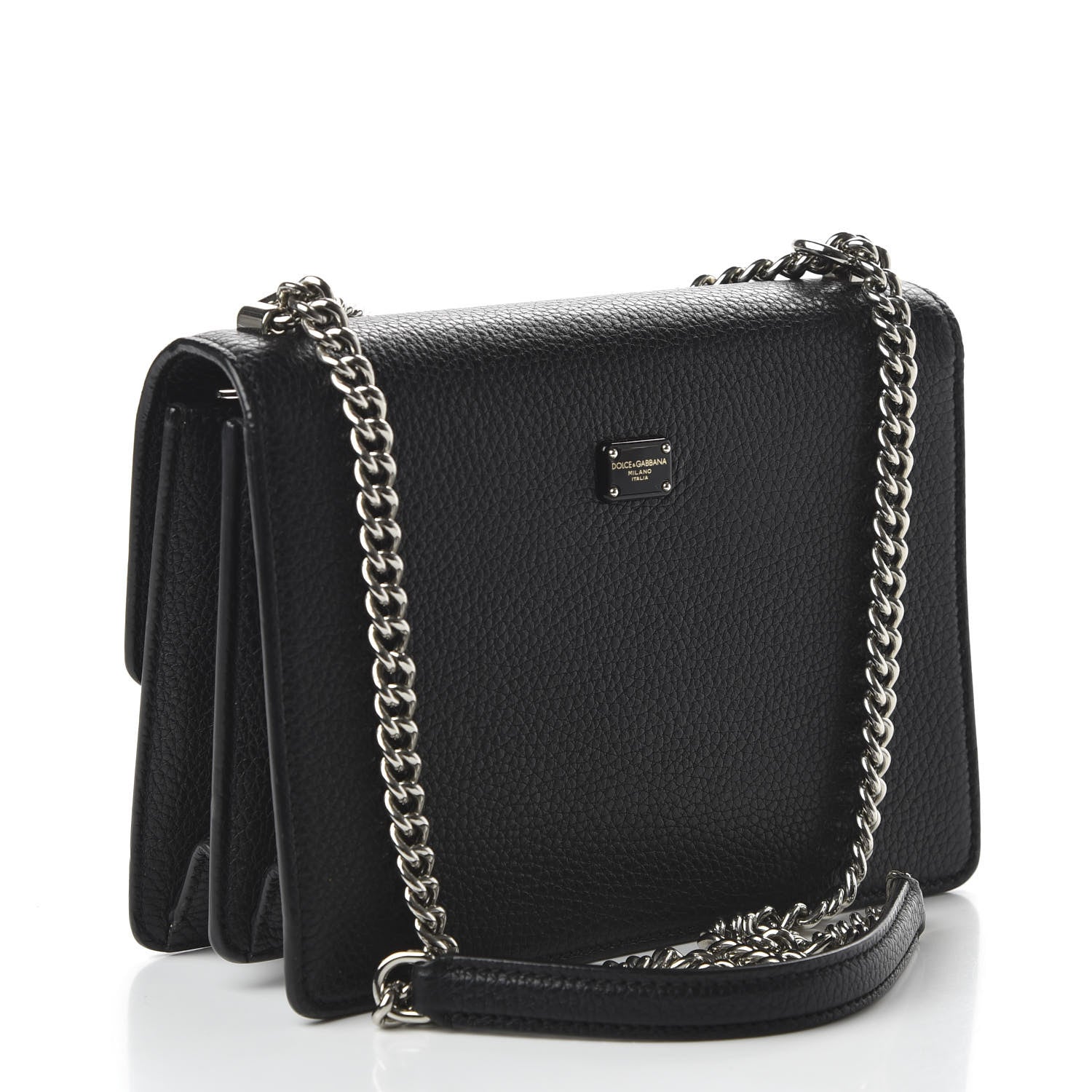 Dolce & Gabbana Grained Calfskin Rosalia Shoulder Bag Black 3 of 9