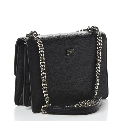 Dolce & Gabbana Grained Calfskin Rosalia Shoulder Bag Black 3 of 9