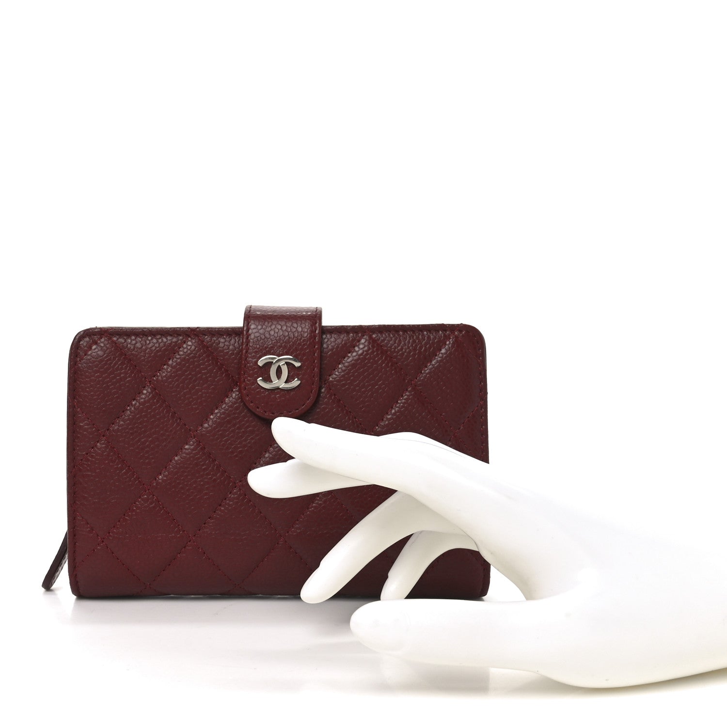 Chanel Caviar Quilted CC French Wallet Red 2 of 9