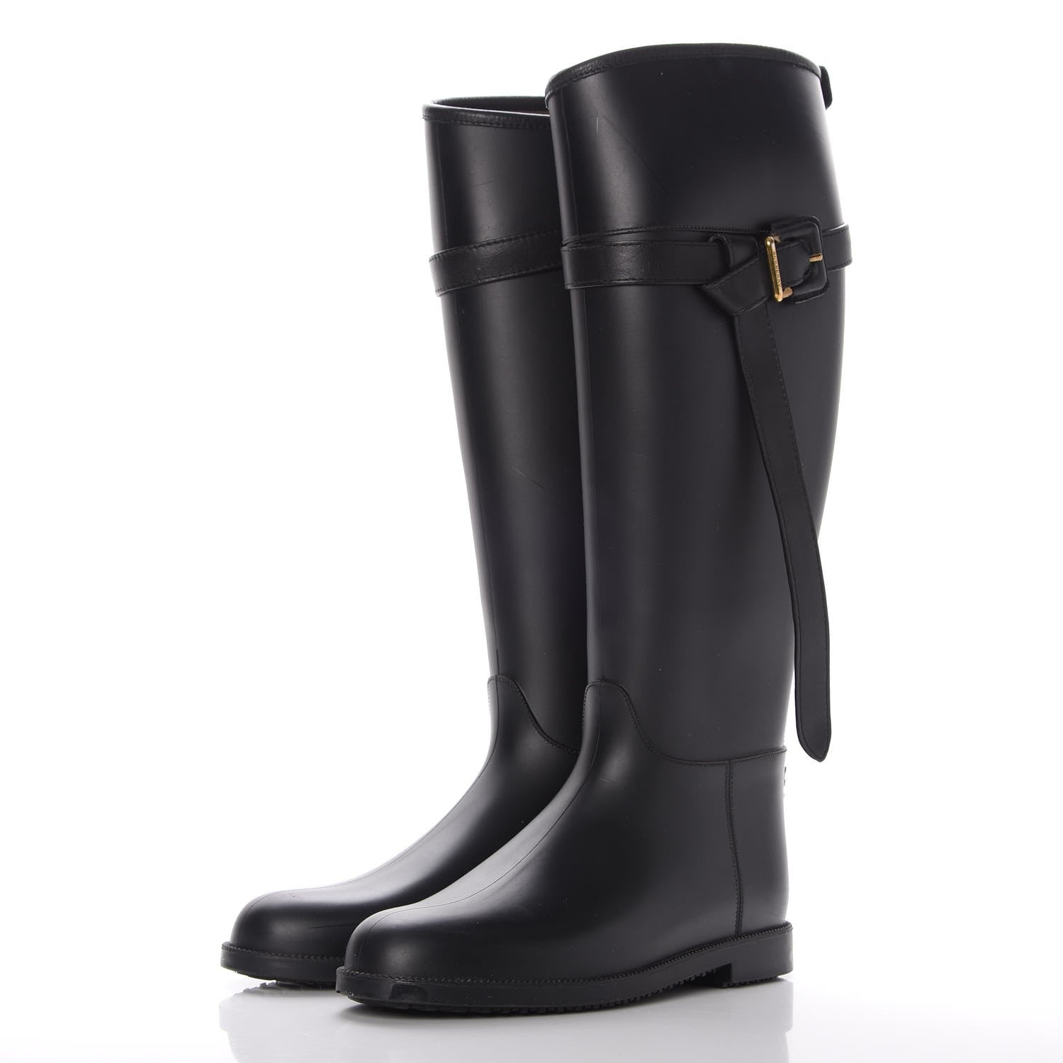 Burberry Rubber Roscot Belted Rain Boots 38 Black 3 of 13