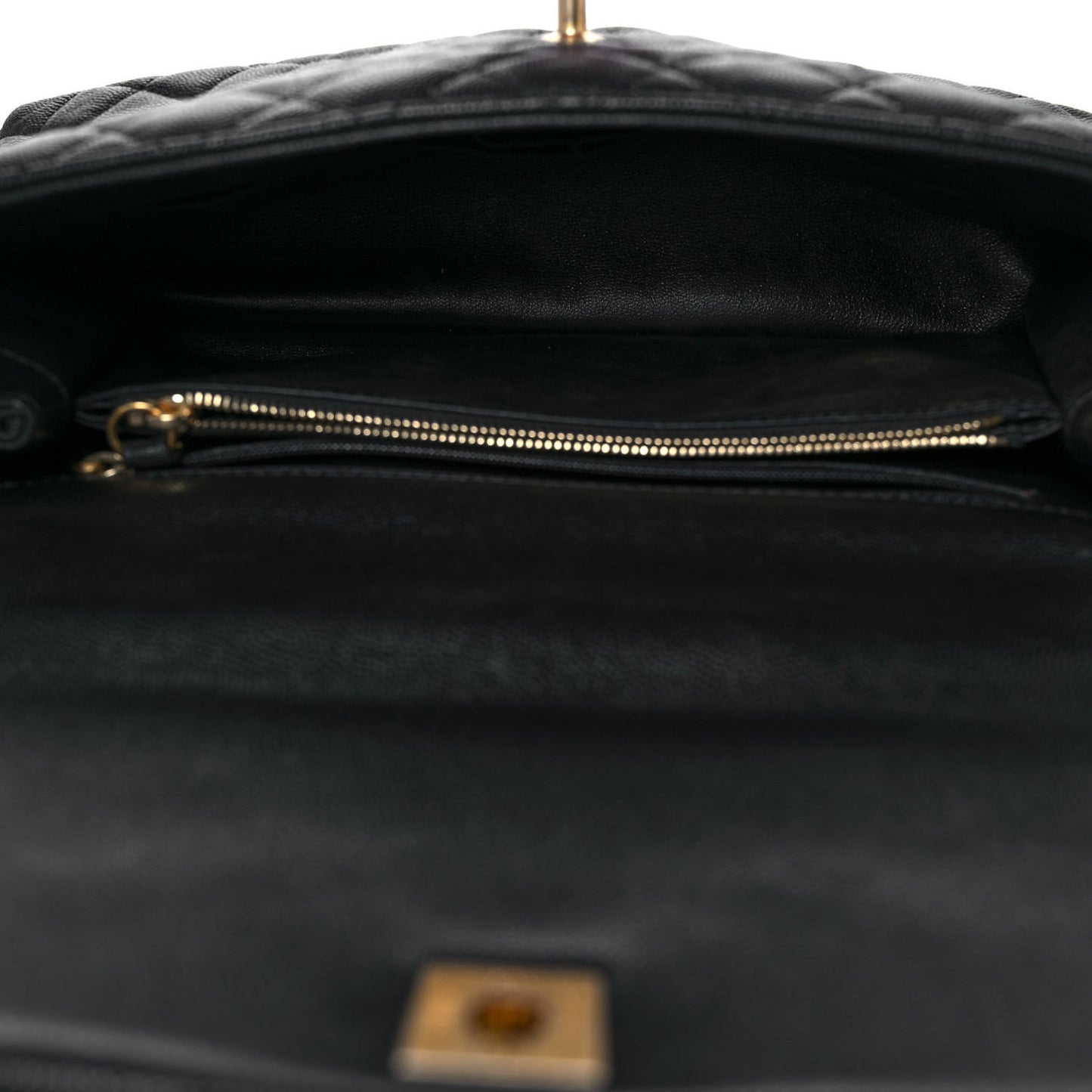 Caviar Lizard Quilted Medium Coco Handle Flap Black