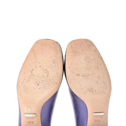 Gucci Metallic Nappa Crystal Interlocking G Mid Heel Pumps 35.5 Blue 8 of 10