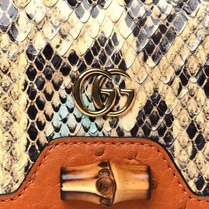Gucci Snakeskin Ostrich Diana Card Case Butter Ivory Paradise Cloud Natural Gold 8 of 9