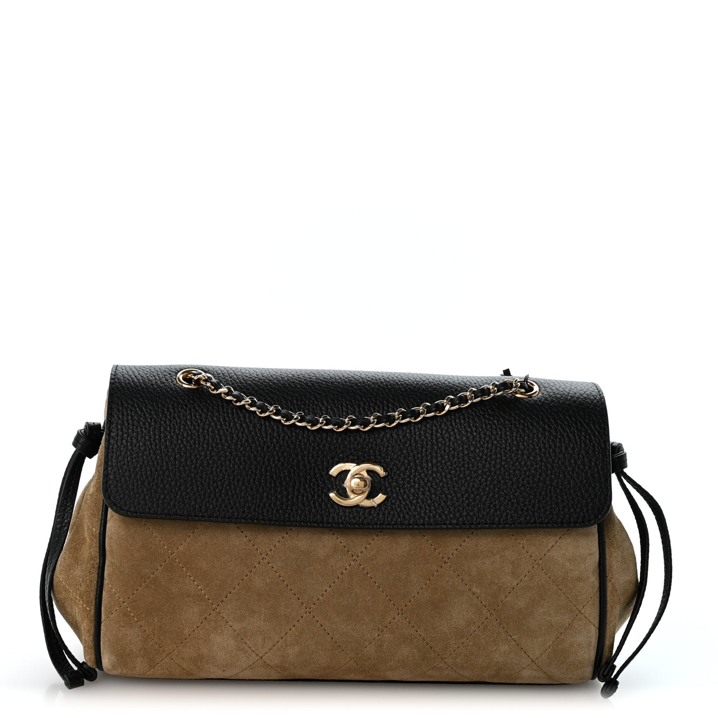 Grained Calfskin Suede Urban Essentials Flap Dark Beige Black