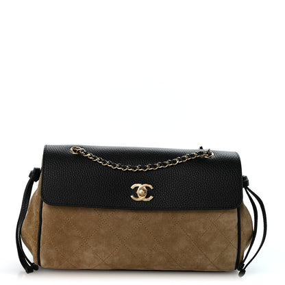 Chanel Grained Calfskin Suede Urban Essentials Flap Dark Beige Black 1 of 10