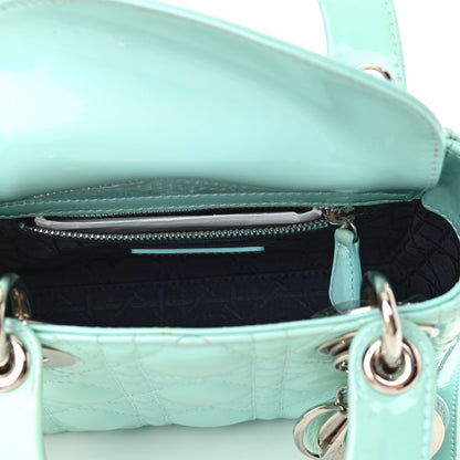 Christian Dior Patent Cannage Mini Lady Dior Light Blue 5 of 10