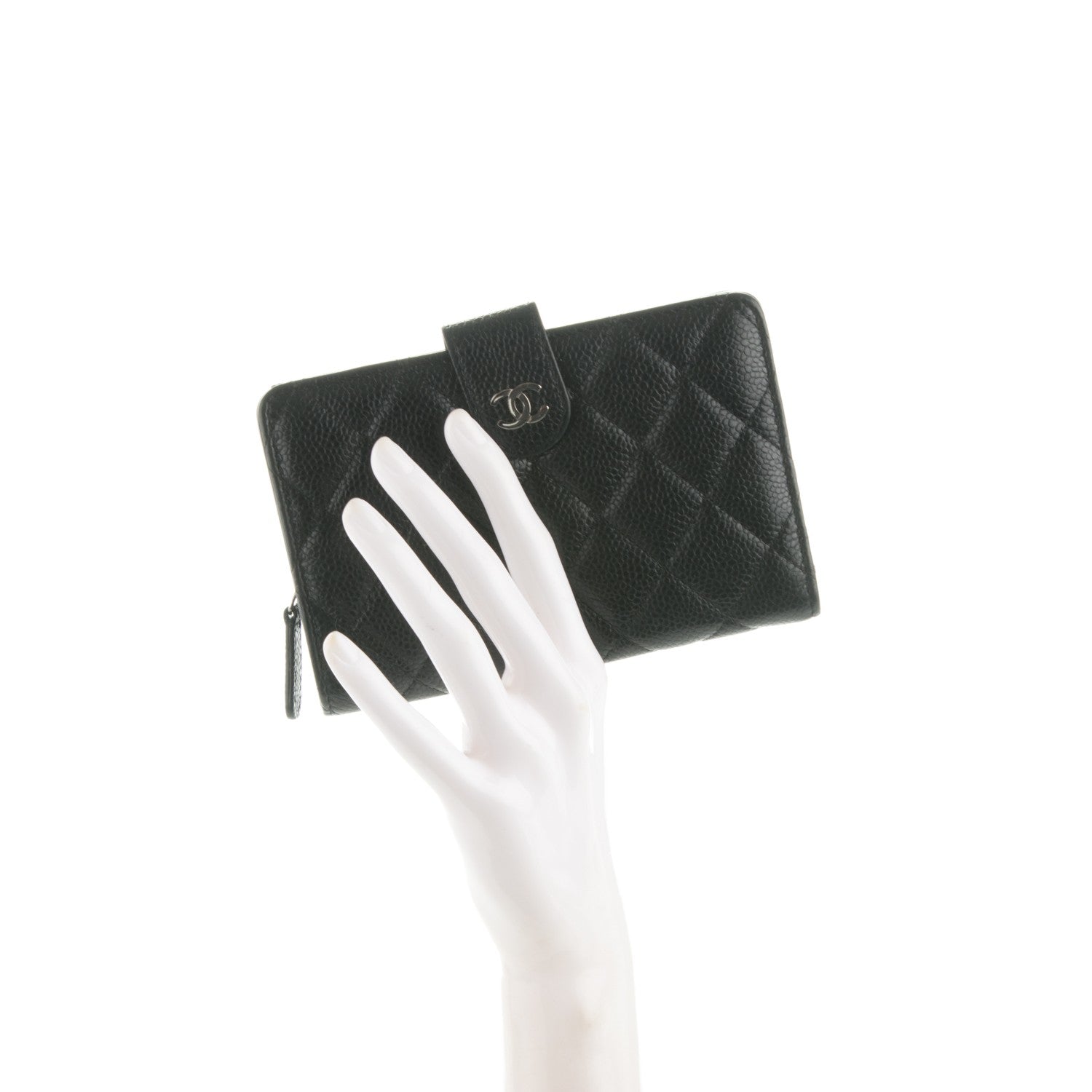Chanel Caviar Quilted Zipped Pocket Wallet Black 2 of 8