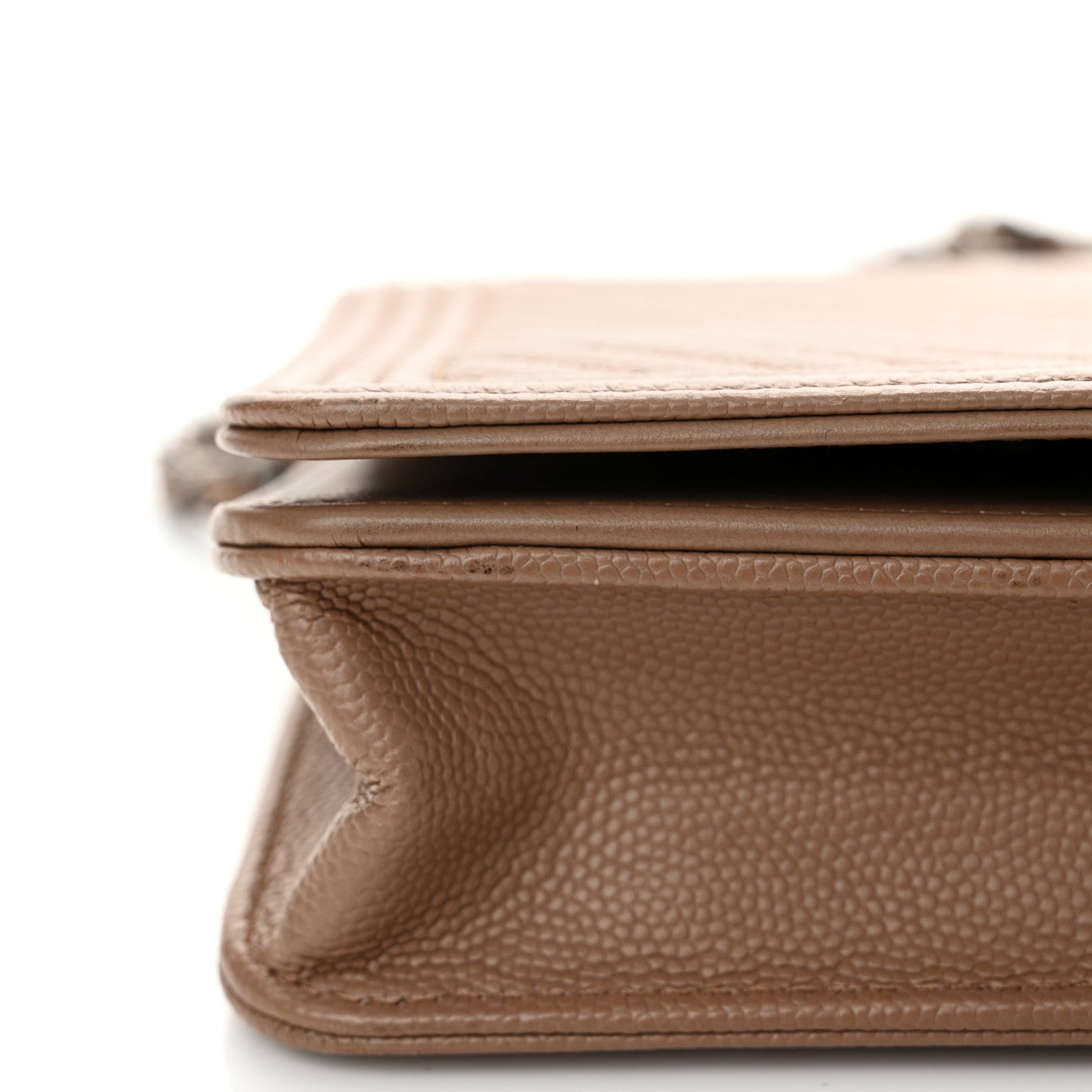 Chanel Caviar Chevron Quilted Boy Wallet On Chain WOC Dark Beige 15 of 15