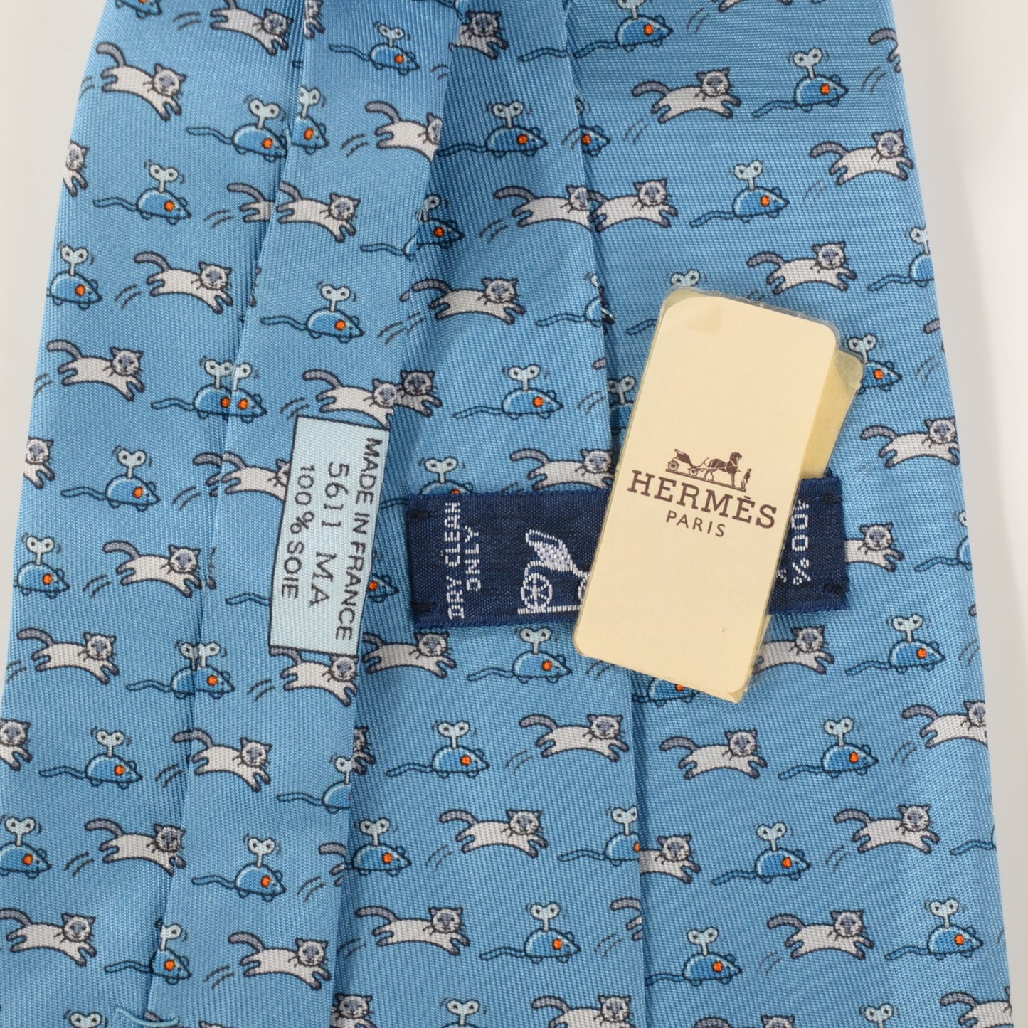 Silk Mecanichat Mens Neck Tie Ciel Craie Silex