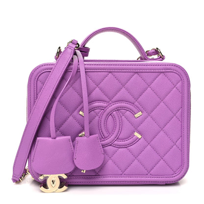 Chanel Caviar Quilted Medium CC Filigree Vanity Case Purple 1 of 11