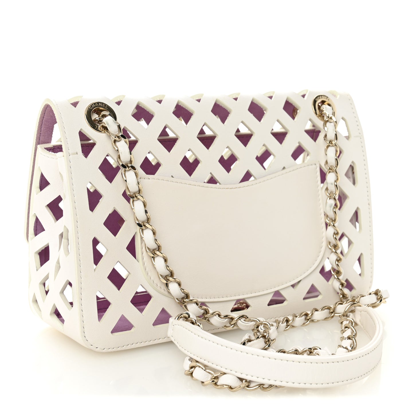 Lambskin Small Sea Through Flap White Multicolor