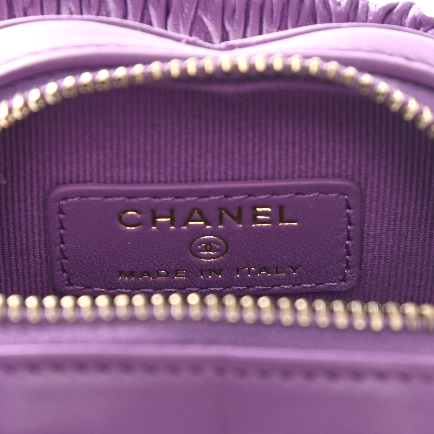 Chanel Lambskin Quilted CC In Love Heart Zipped Arm Coin Purse Purple 6 of 8