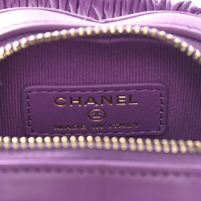 Chanel Lambskin Quilted CC In Love Heart Zipped Arm Coin Purse Purple 6 of 8