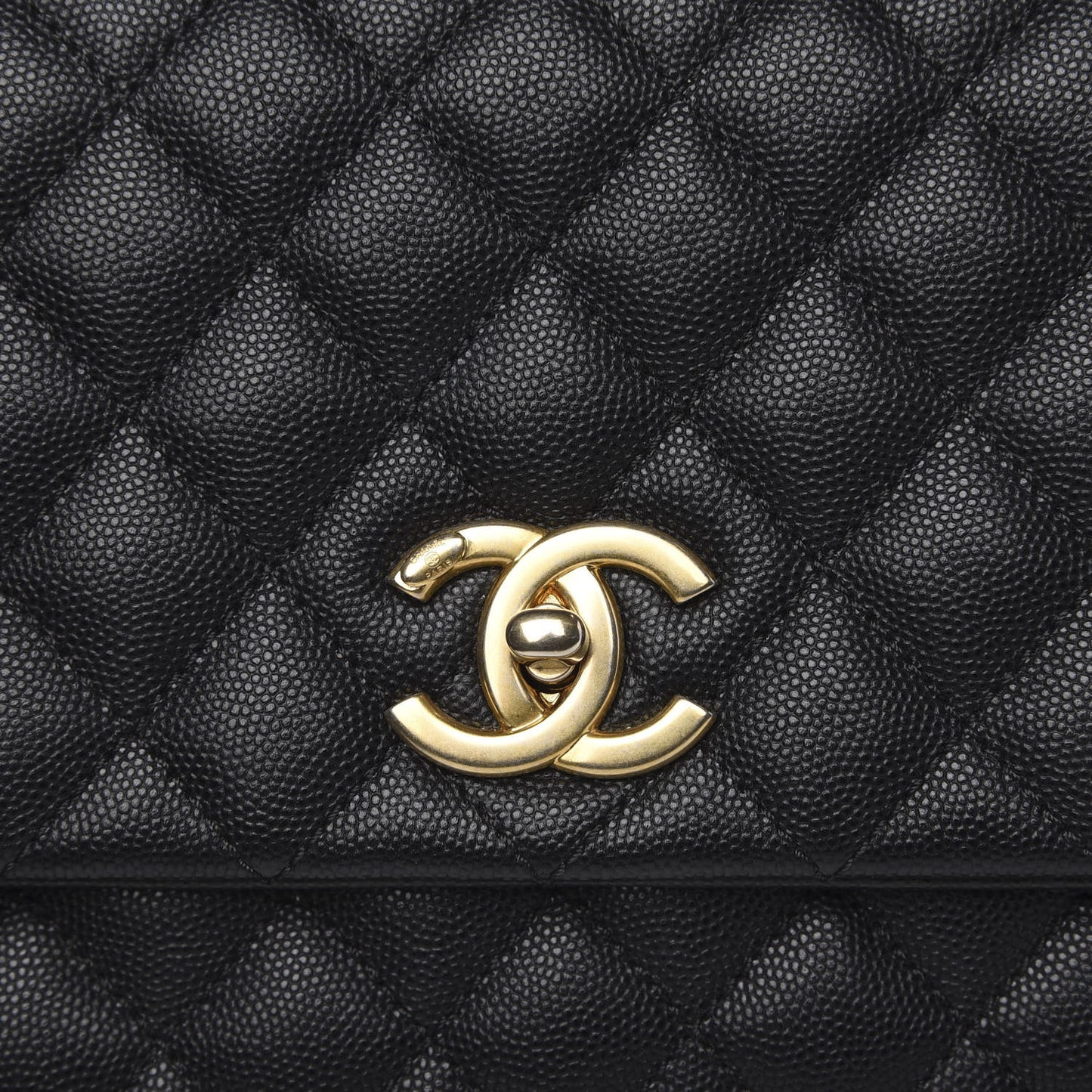 Caviar Lizard Embossed Quilted Small Coco Handle Flap Black
