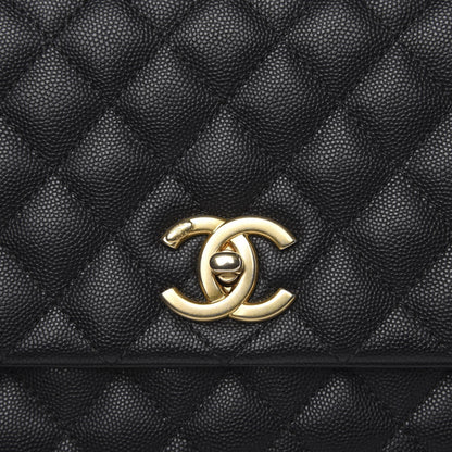 Chanel Caviar Lizard Embossed Quilted Small Coco Handle Flap Black 8 of 14