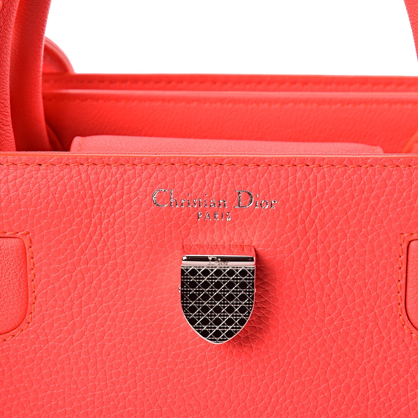 Grained Calfskin Mini Diorever Flap Fluorescent Goji Pink