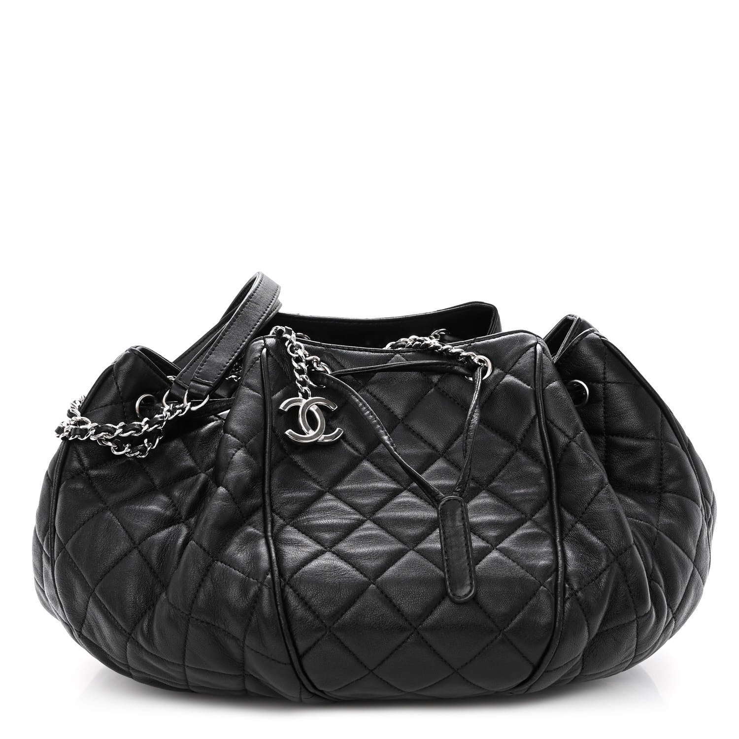 Chanel Calfskin Quilted Drawstring Sac Cordon Bag Black 1 of 10