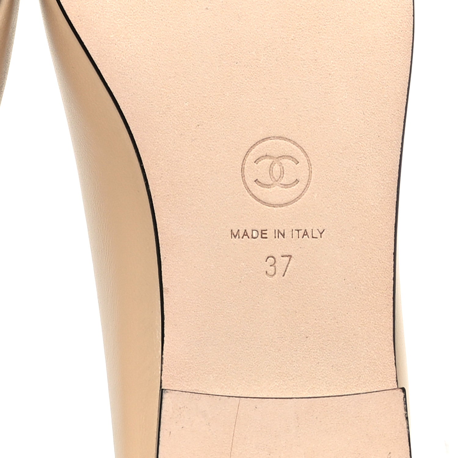 Chanel Lambskin Cap Toe CC Ballerina Flats 37 Beige Black 7 of 10
