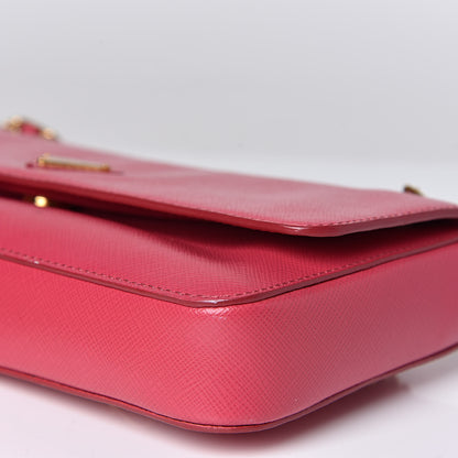 Prada Saffiano Lux Chain Shoulder Bag Peonia 9 of 13